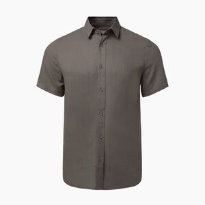 Onia Medium Standard Short Sleeve Linen Shirt | Charcoal Gray